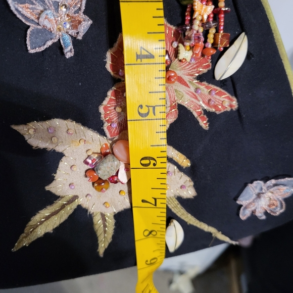 MARY FRANCES EMBROIDERED HAND BEADED DENIM RARE SHOULDER BAG - Picture 7 of 9